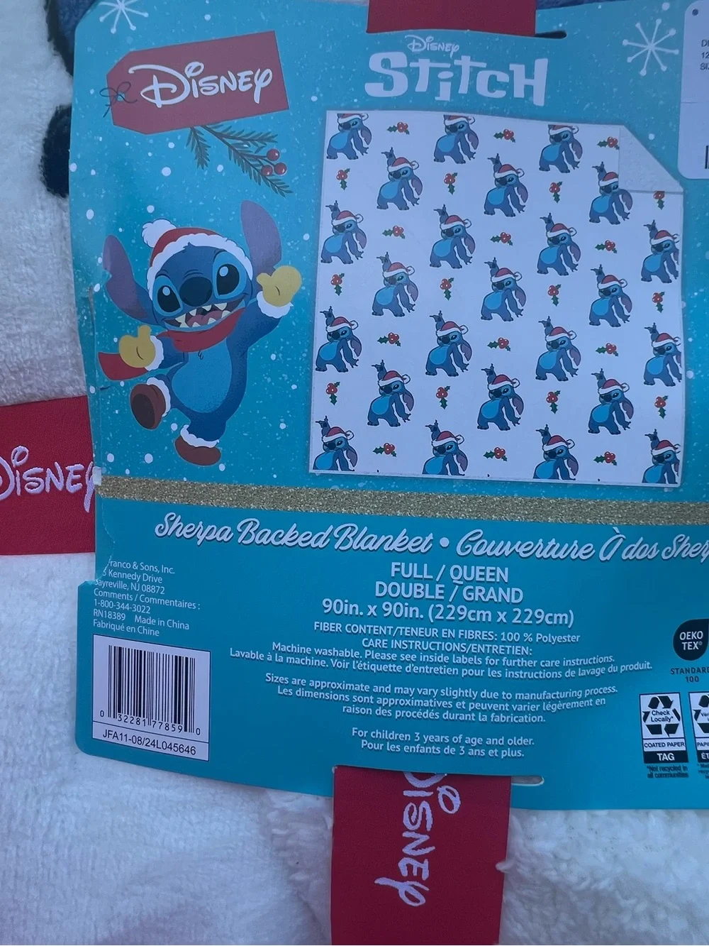 Stitch Christmas Sherpa Blanket
